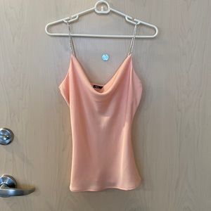 Zara cowl neck satin tank with embellished straps